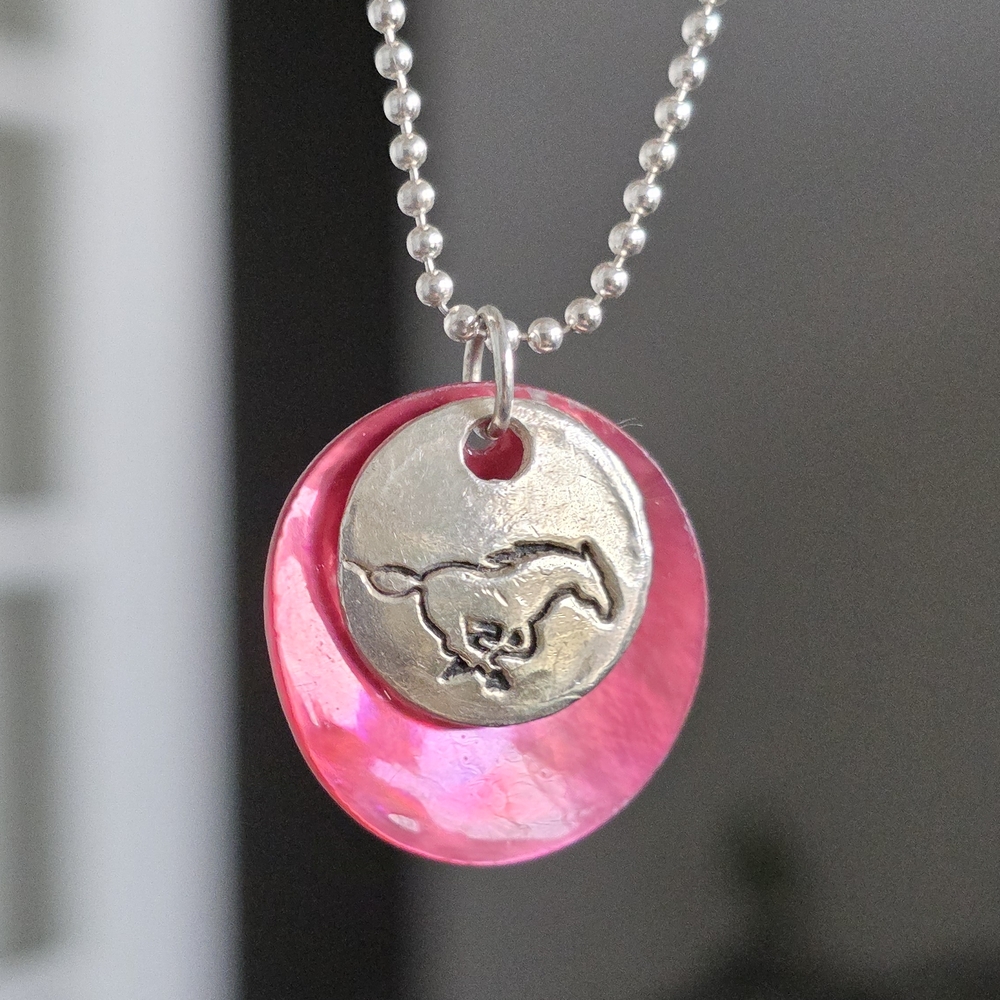 Mustang Silver and Mussel Shell Pendant Necklace